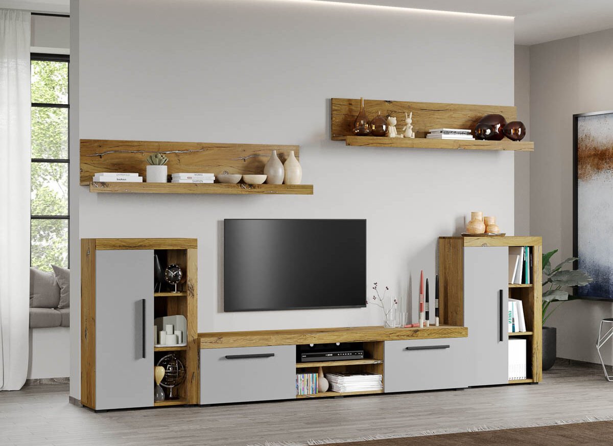 Set Mobilier Living Gri cu Flagstaff-Atena-C10 inchis