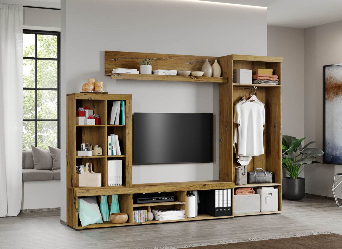 Set Mobilier Living Gri cu Flagstaff-Atena-C01 deschis