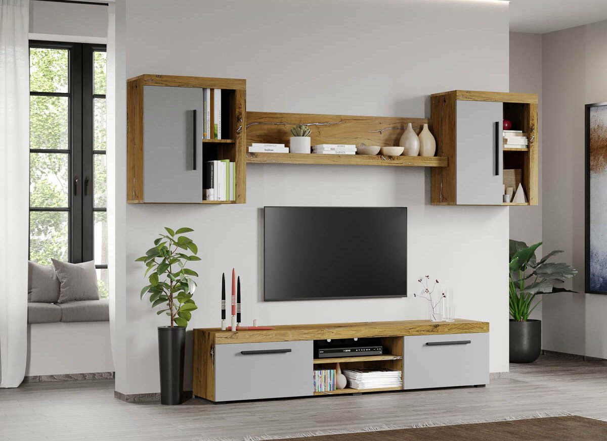 Set Mobilier Living Gri cu Flagstaff-Atena-C11 inchis