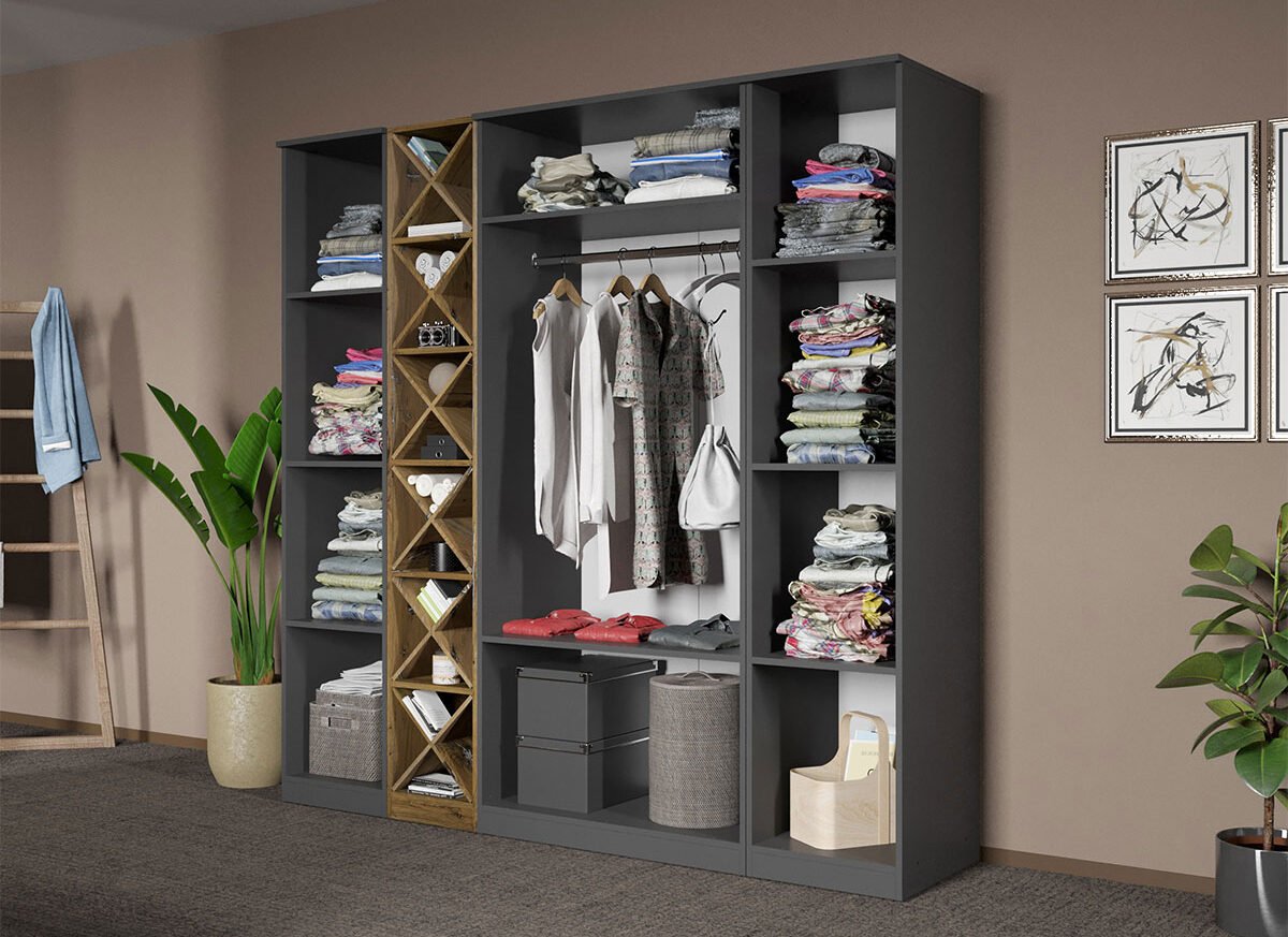 Sidney Carcasa dulap 4 usi gri+ X