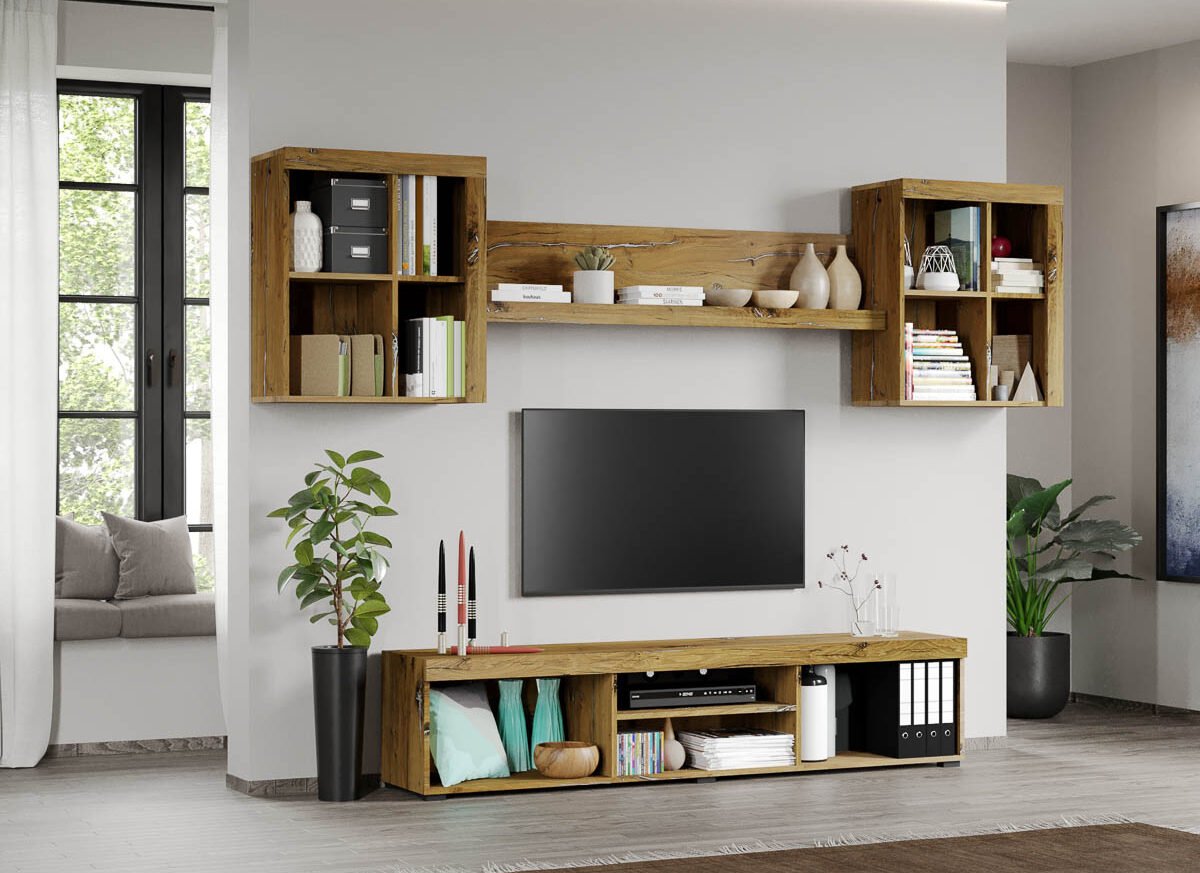 Set Mobilier Living Gri cu Flagstaff-Atena-C11 deschis