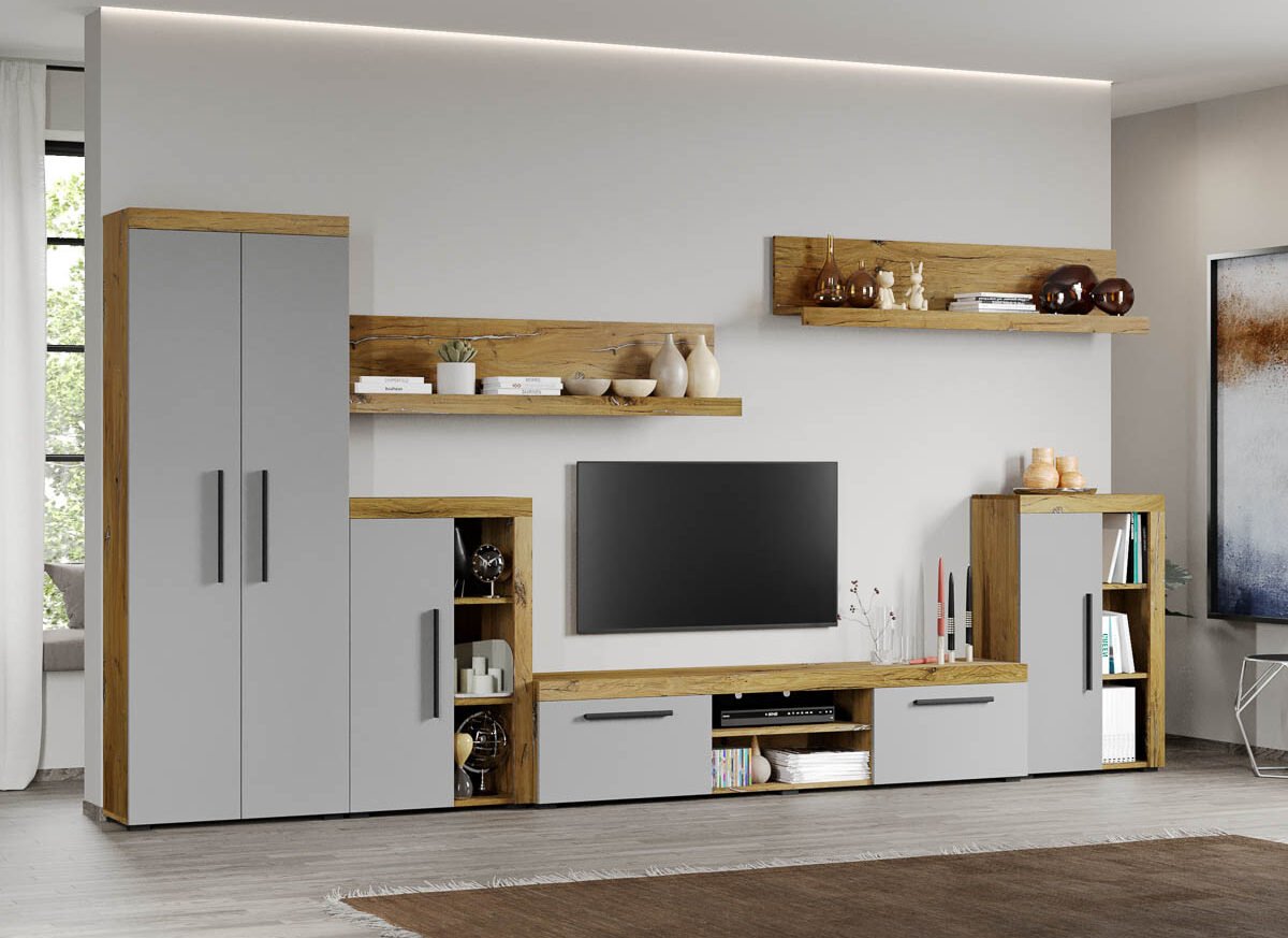 Set Mobilier Living Gri cu Flagstaff-Atena-C12 inchis