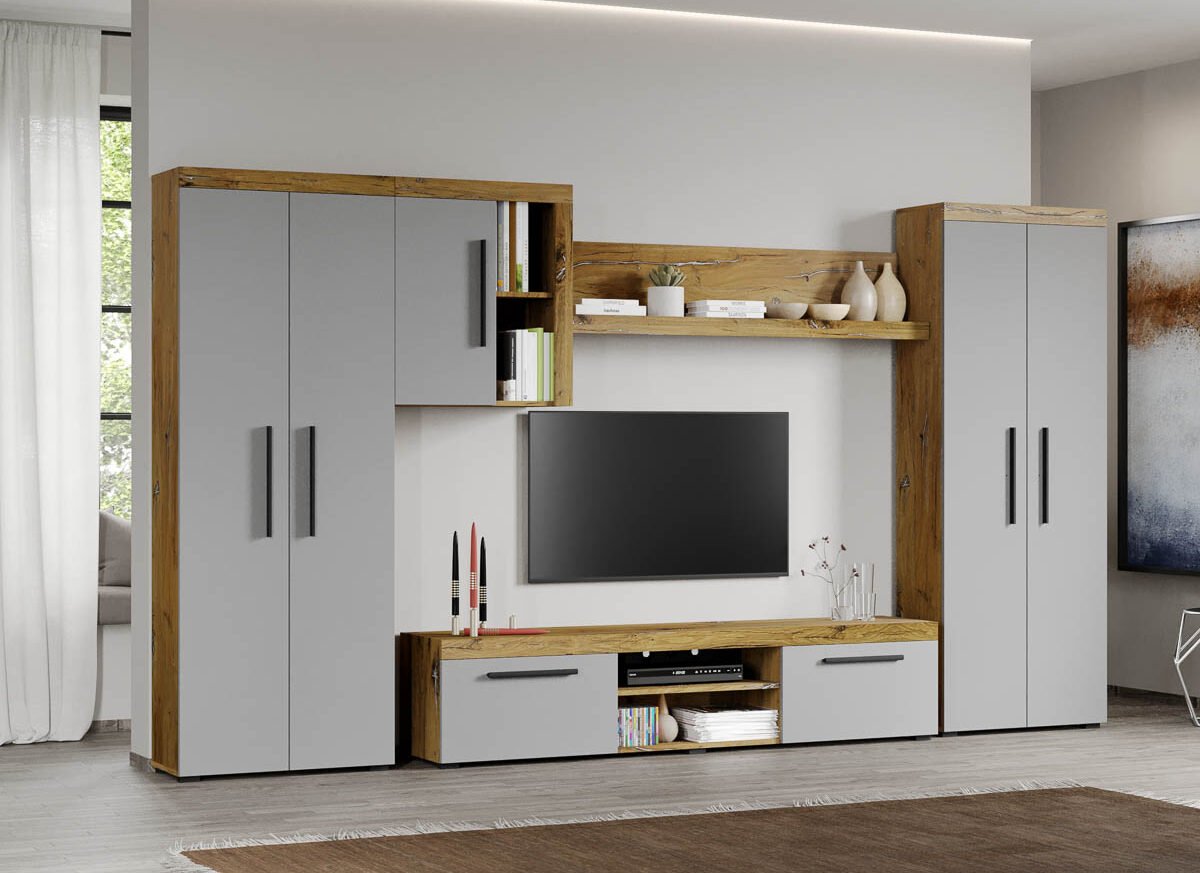 Set Mobilier Living Gri cu Flagstaff-Atena-C14 inchis