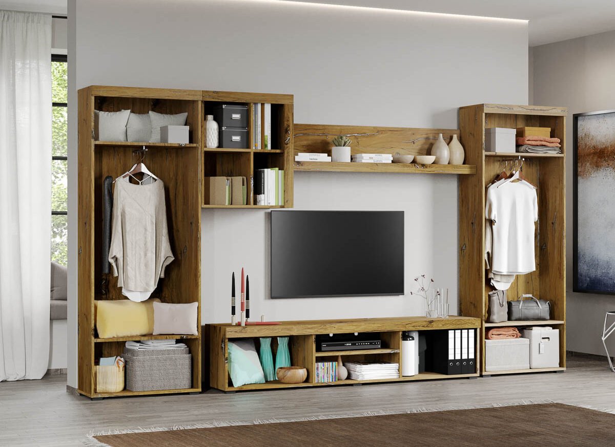 Set Mobilier Living Gri cu Flagstaff-Atena-C14 deschis