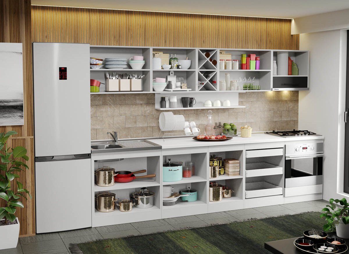 Mobila Bucatarie alba Sofi - 16 - 310 cm deschis