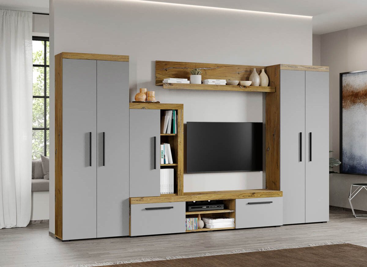 Set Mobilier Living Gri cu Flagstaff-Atena-C02 inchis
