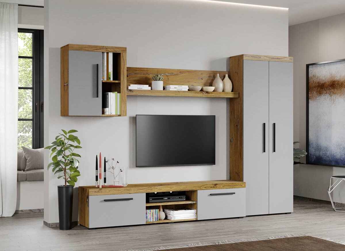 Set Mobilier Living Gri cu Flagstaff-Atena-C03 inchis