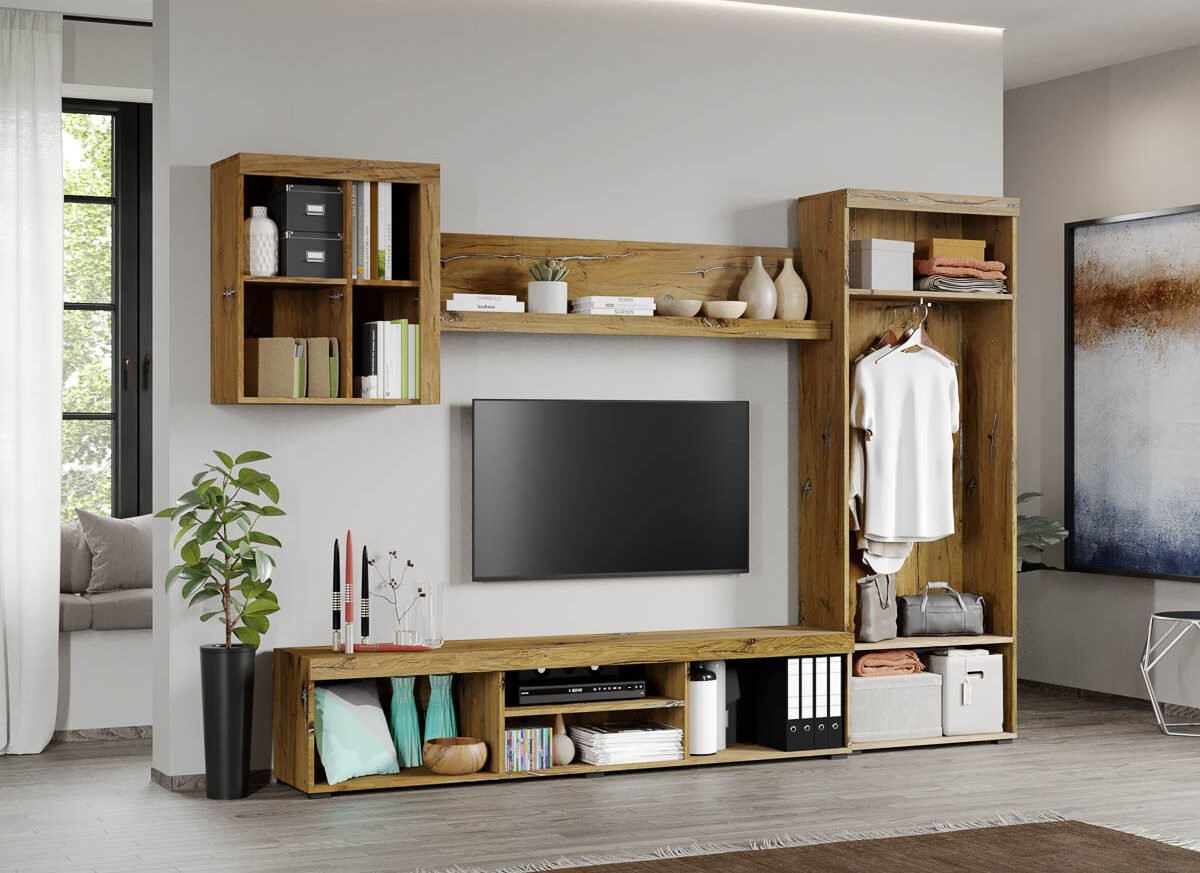Set Mobilier Living Gri cu Flagstaff-Atena-C03 deschis