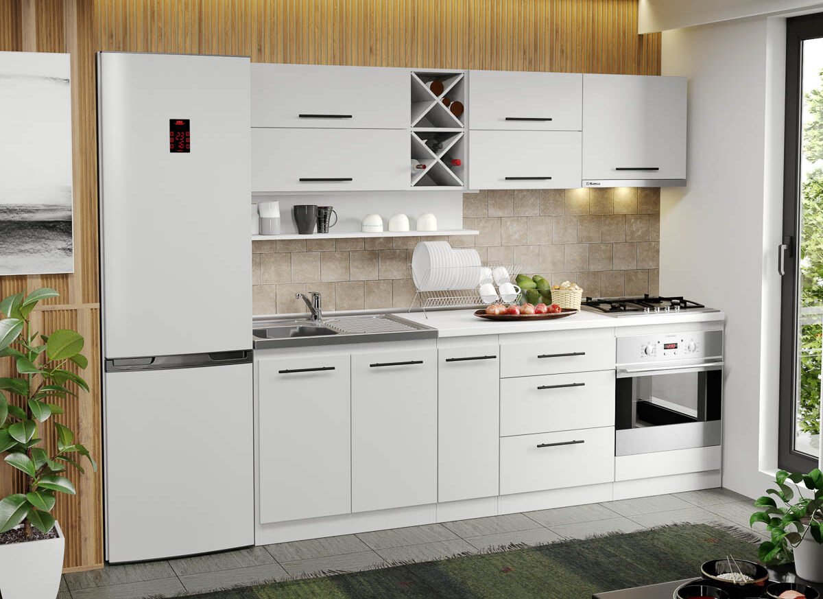 Mobila Bucatarie alba Sofi - 44 - 230 cm