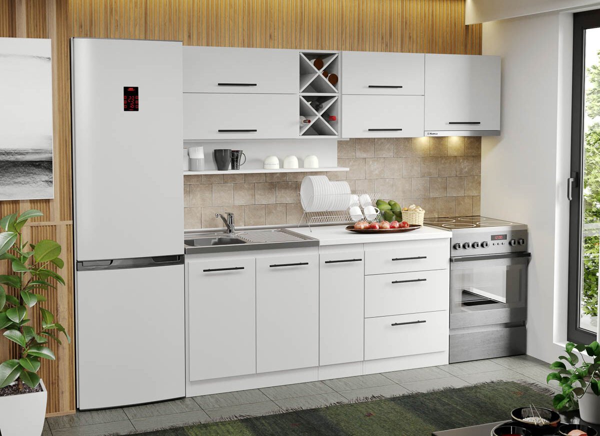 Mobila Bucatarie alba Sofi - 45 - 230 cm