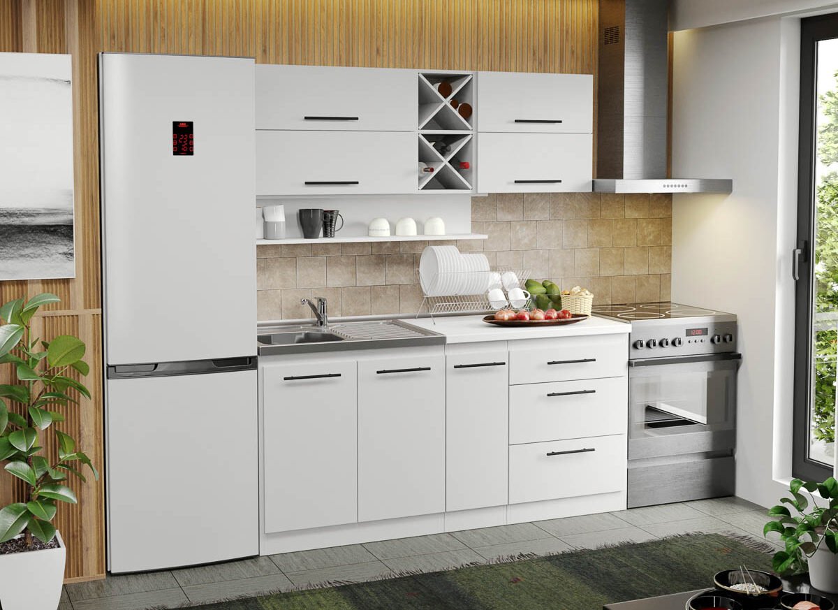 Mobila Bucatarie alba Sofi - 46 - 170 cm
