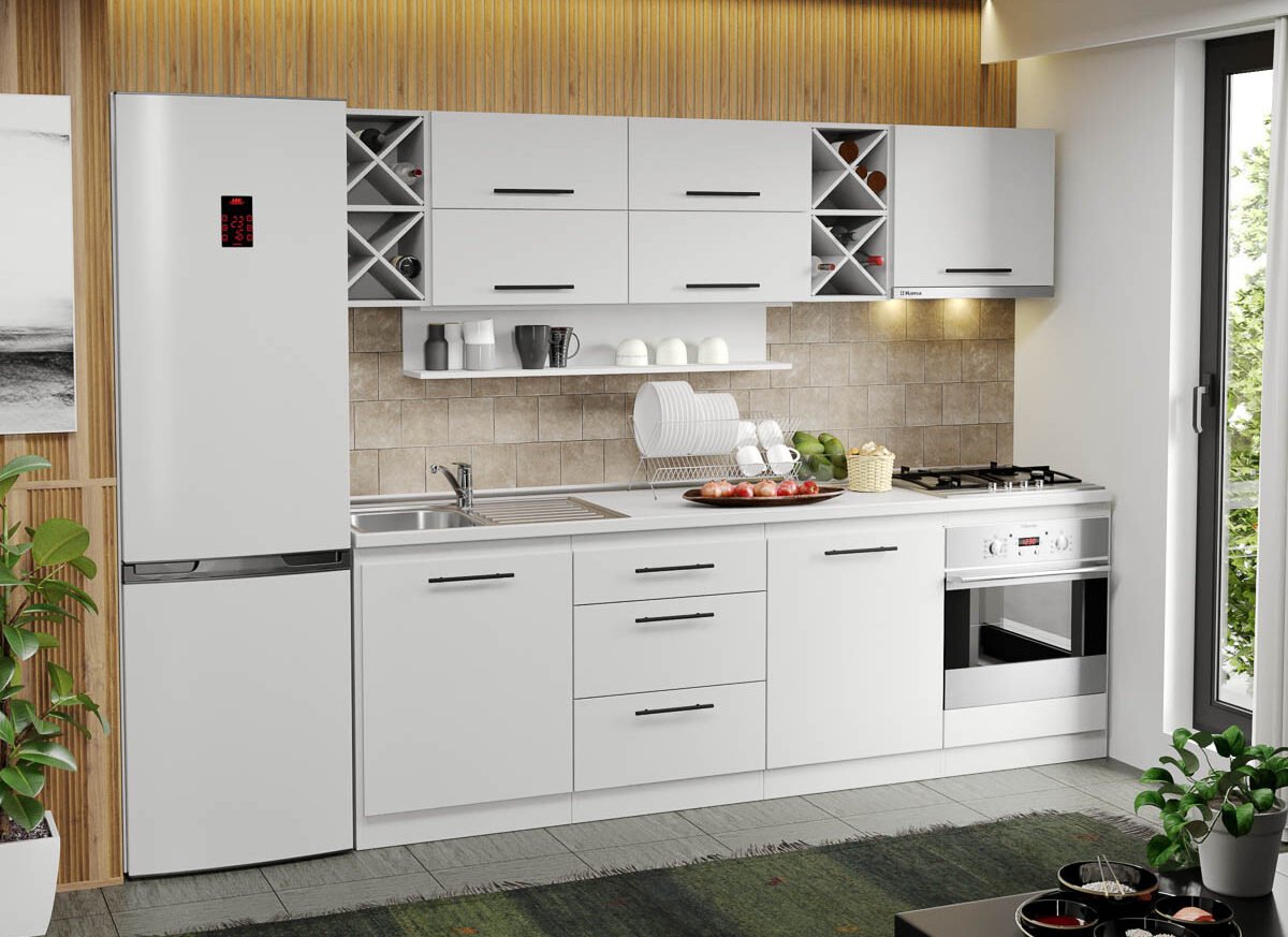 Mobila Bucatarie alba Sofi - 47 - 240 cm