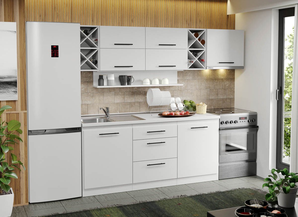 Mobila Bucatarie alba Sofi - 48 - 240 cm