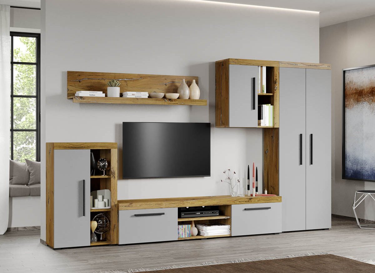 Set Mobilier Living Gri cu Flagstaff-Atena-C05 inchis