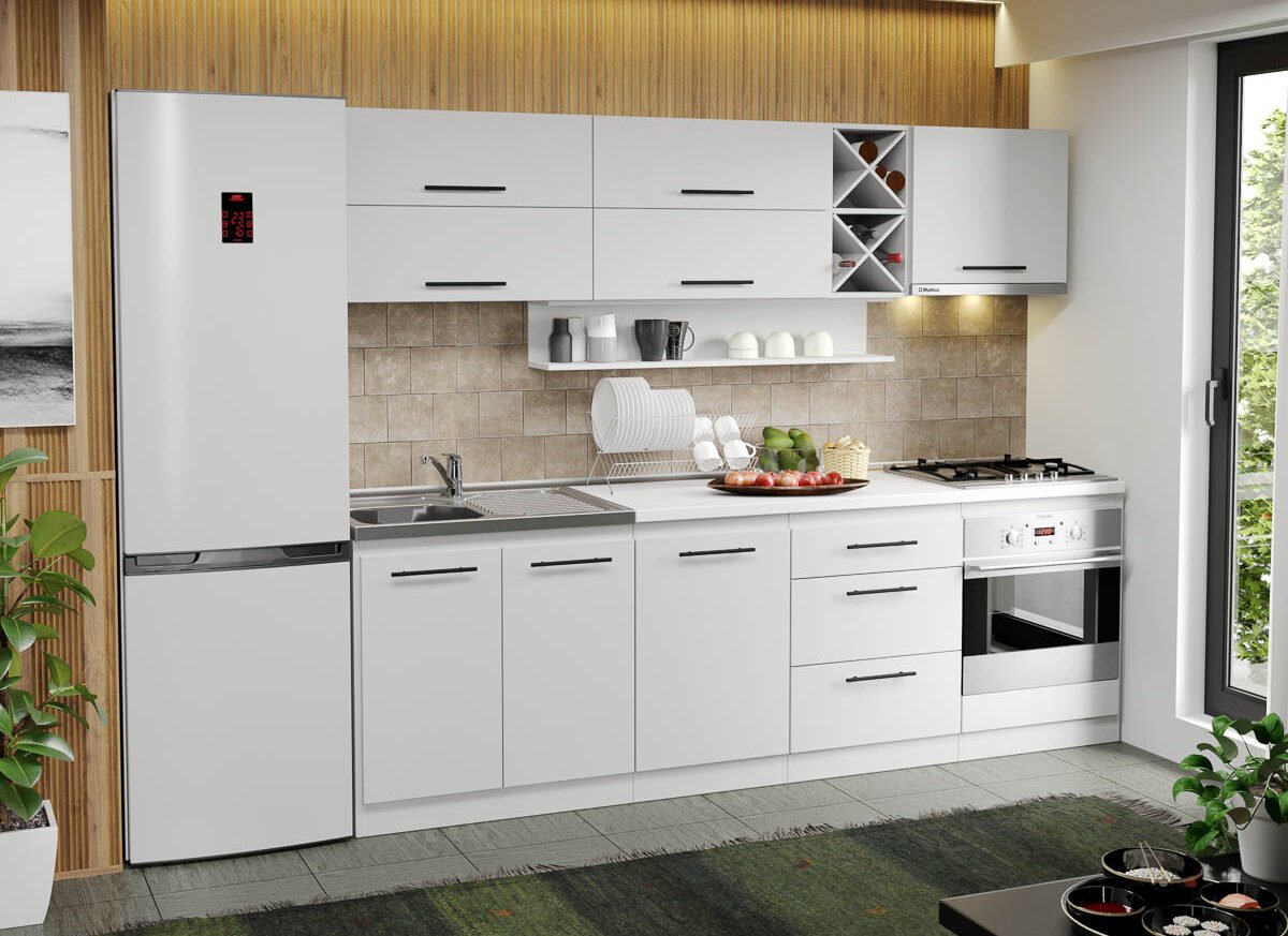 Mobila Bucatarie alba Sofi - 50 - 250 cm