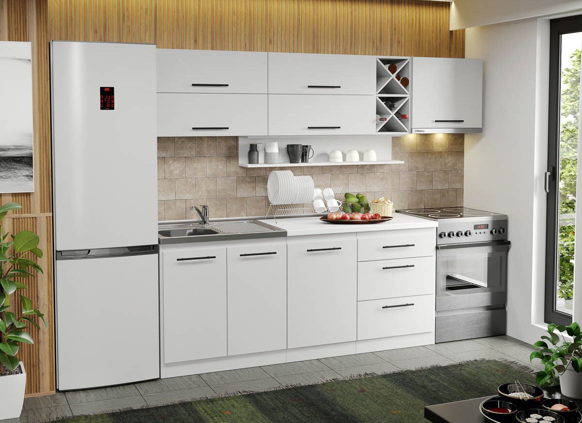 Mobila Bucatarie alba Sofi - 51 - 250 cm