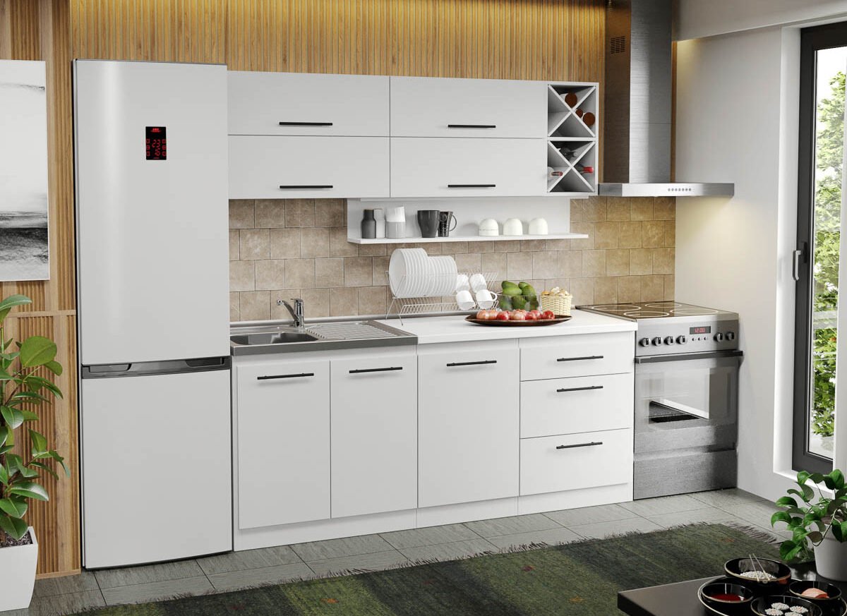 Mobila Bucatarie alba Sofi - 52 - 190 cm