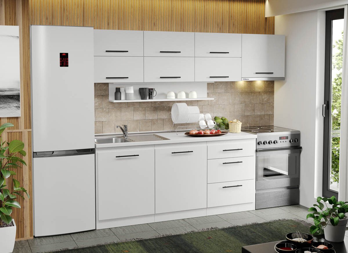Mobila Bucatarie alba Sofi - 54 - 240 cm