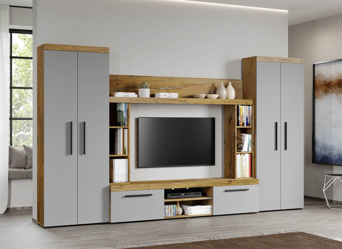 Set Mobilier Living Gri cu Flagstaff-Atena-C06 inchis