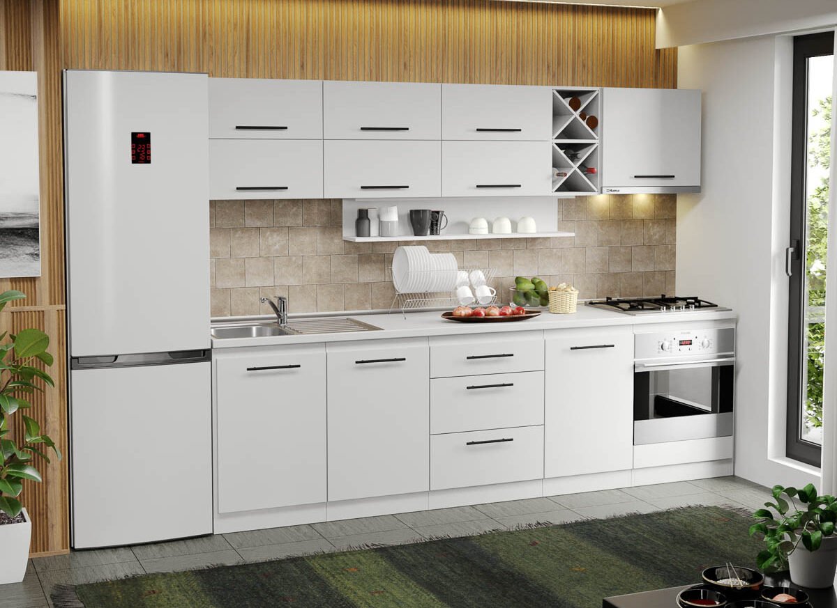 Mobila Bucatarie alba Sofi - 61 - 270 cm