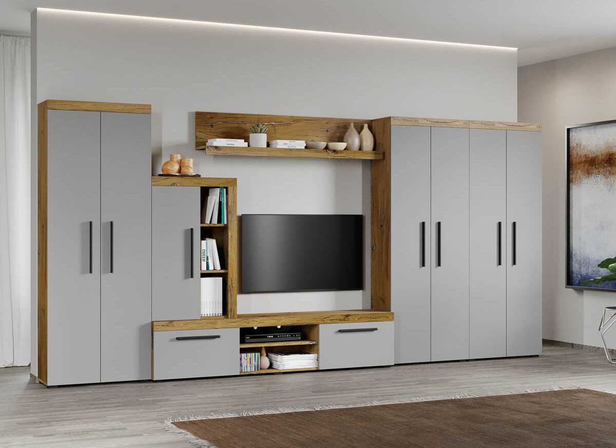 Set Mobilier Living Gri cu Flagstaff-Atena-C07 inchis