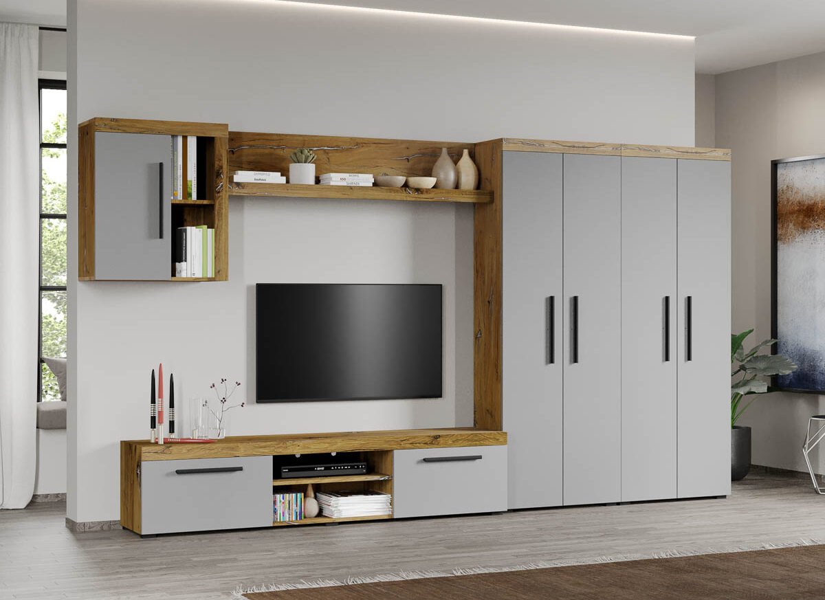 Set Mobilier Living Gri cu Flagstaff-Atena-C08 inchis