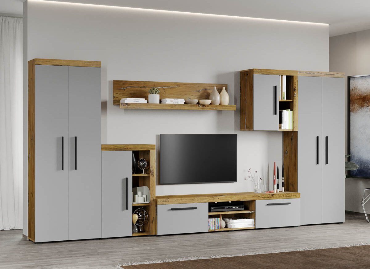 Set Mobilier Living Gri cu Flagstaff-Atena-C09 inchis