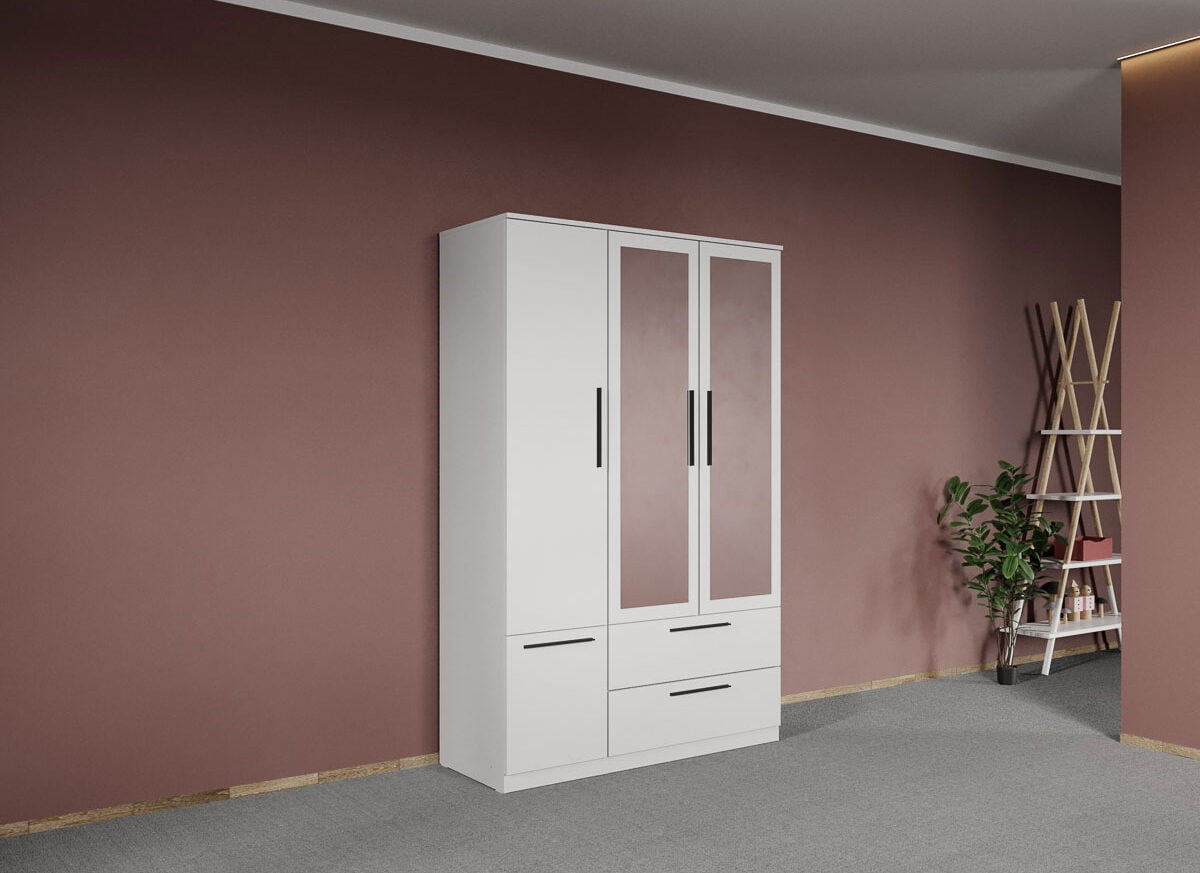 Dulap dormitor Alb 3U cu oglinda - Madrid