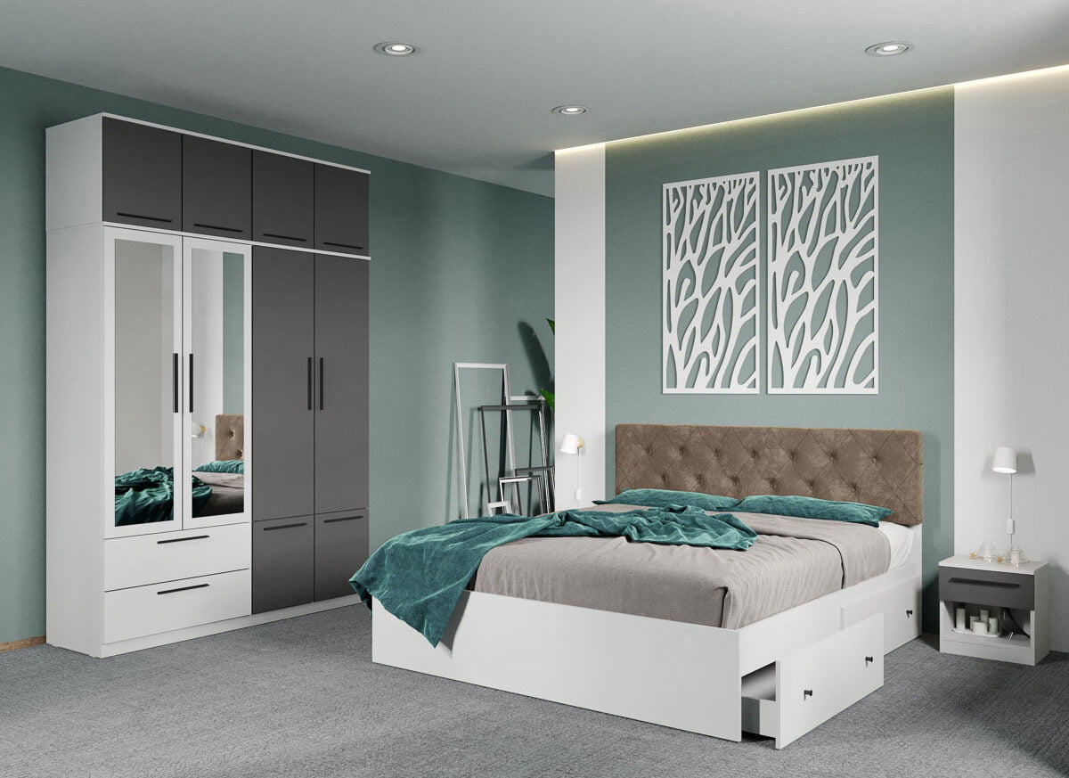 Set dormitor complet Alb-Gri - Madrid - C111