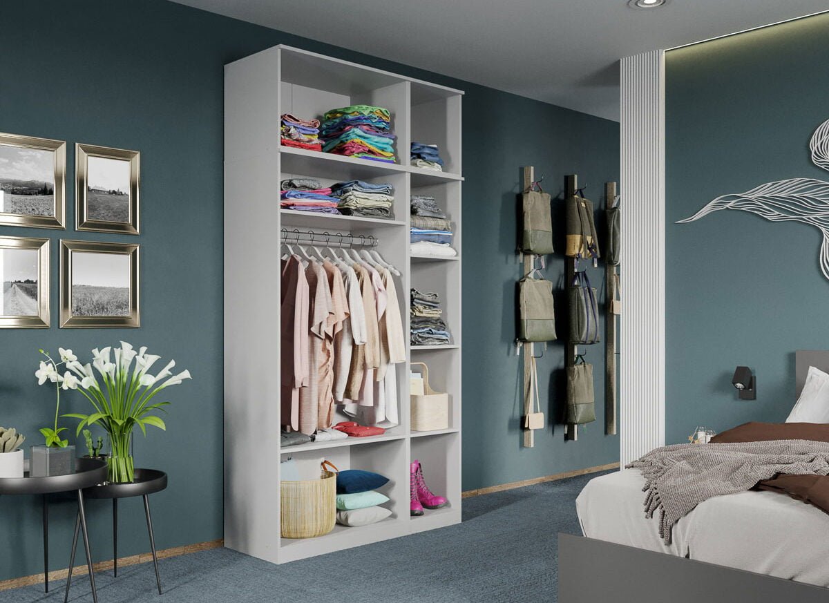 Dulap dormitor Alb 3U + suprapozabil - Madrid deschis