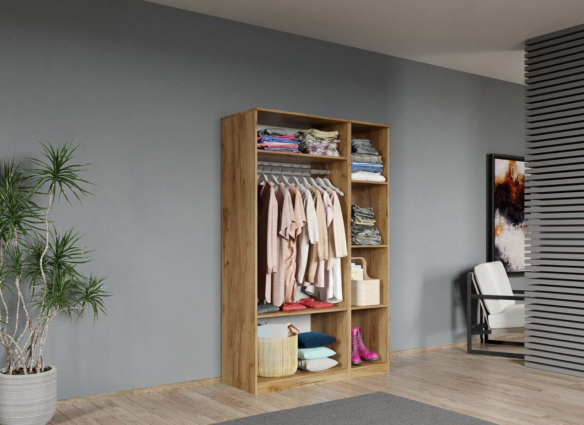 Dulap dormitor Stejar Auriu 3U - Madrid deschis