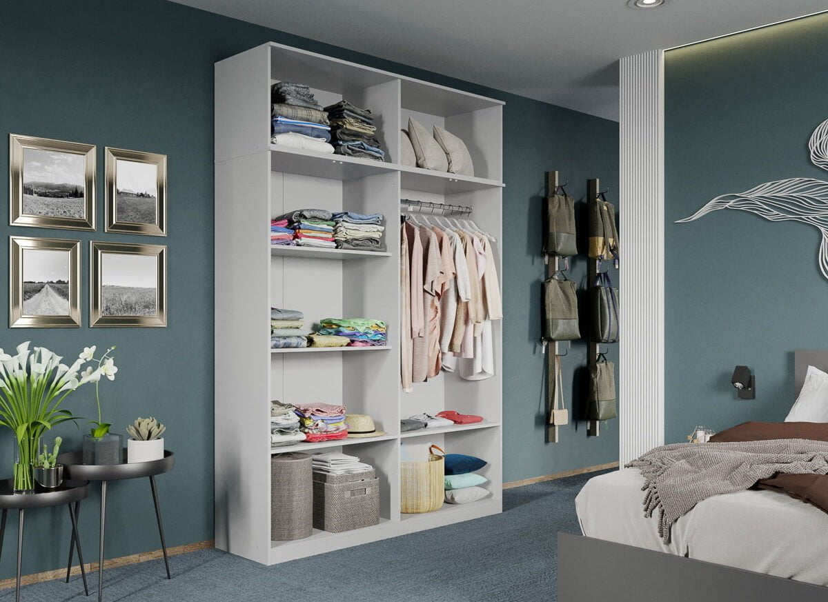 Dulap dormitor Alb 4U+suprapozabil - Madrid deschis