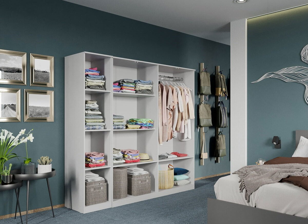 Dulap dormitor Alb 5U - Madrid deschis