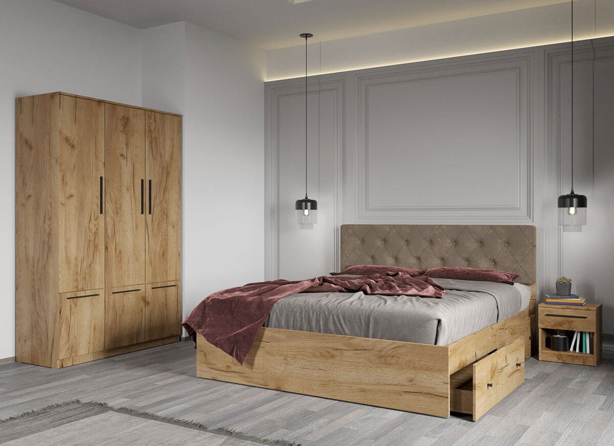 Set dormitor complet Stear Auriu - Madrid - C01