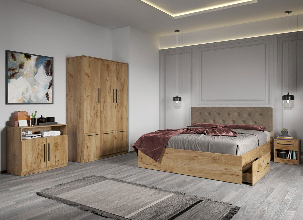 Set dormitor complet Stear Auriu - Madrid - C02