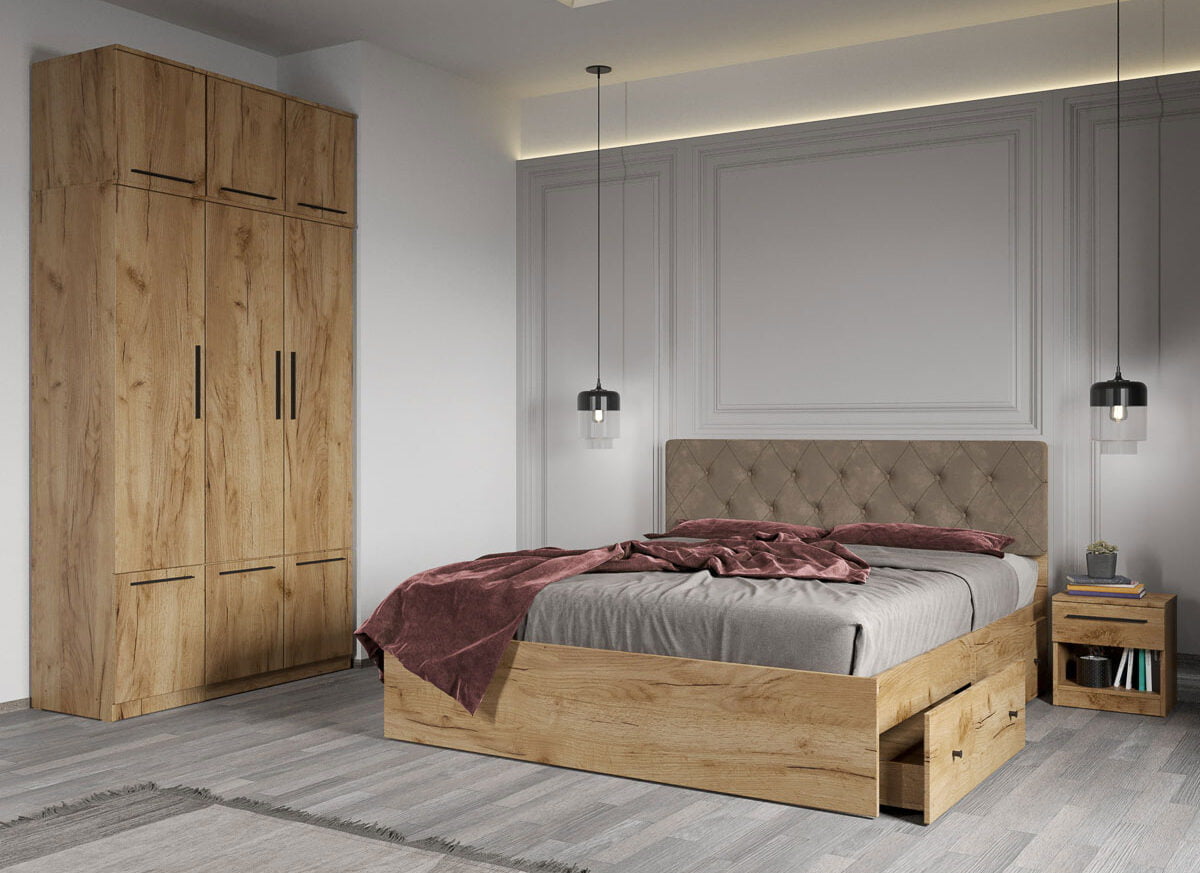 Set dormitor complet Stejar Auriu - Madrid - C05