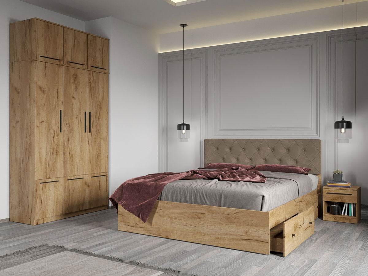 Set dormitor complet Stejar Auriu - Madrid - C05