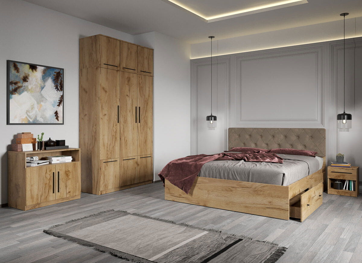 Set dormitor complet Stejar Auriu - Madrid - C06