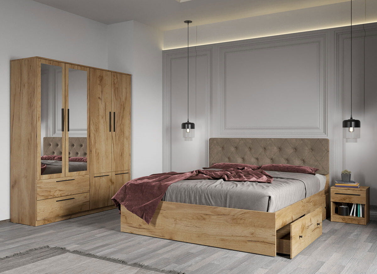 Set dormitor complet Stejar Auriu - Madrid - C11