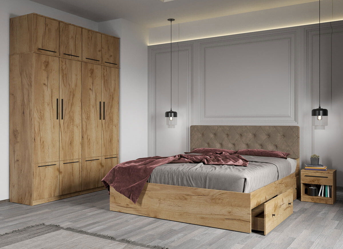 Set dormitor complet Stejar Auriu - Madrid - C13
