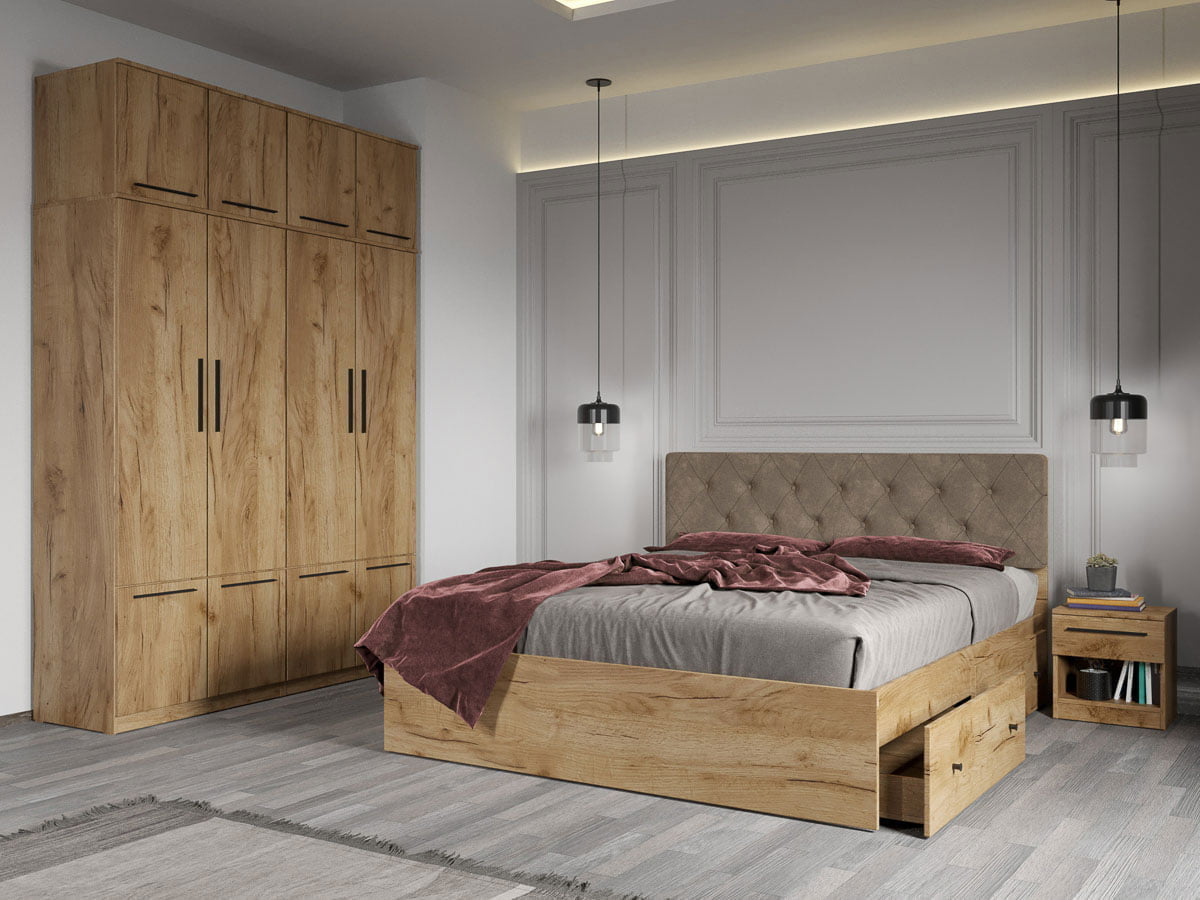 Set dormitor complet Stejar Auriu - Madrid - C13