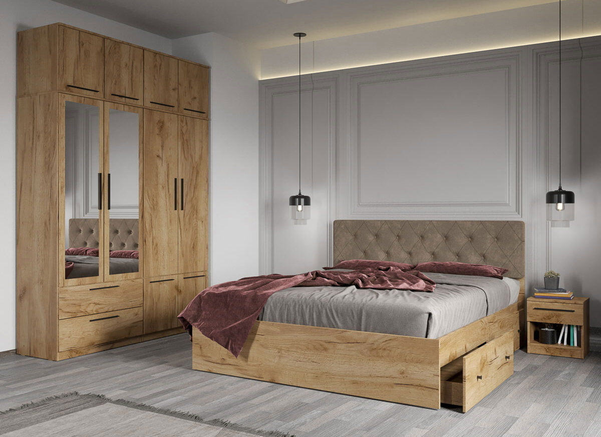 Set dormitor complet Stejar Auriu - Madrid - C15