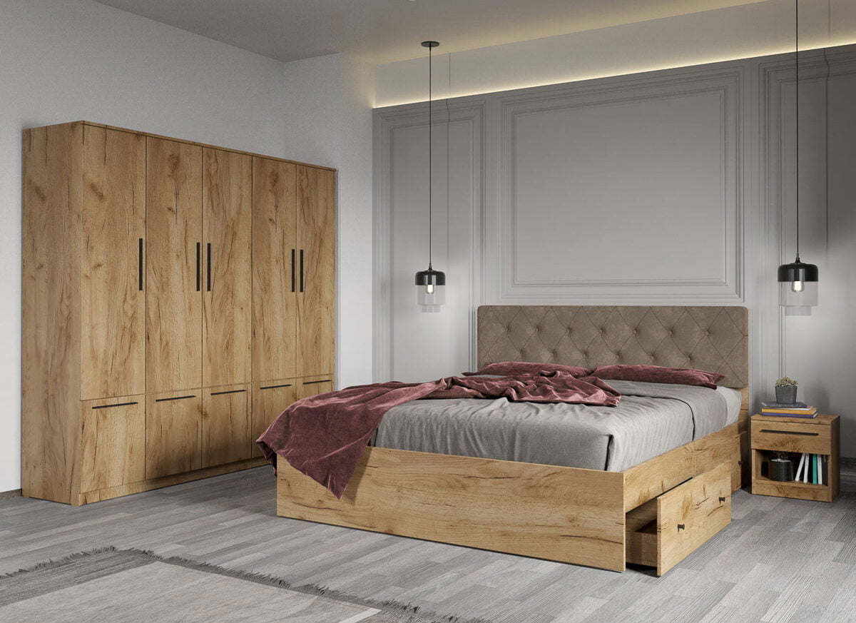 Set dormitor complet Stejar Auriu - Madrid - C17