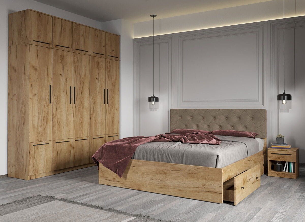 Set dormitor complet Stejar Auriu - Madrid - C21