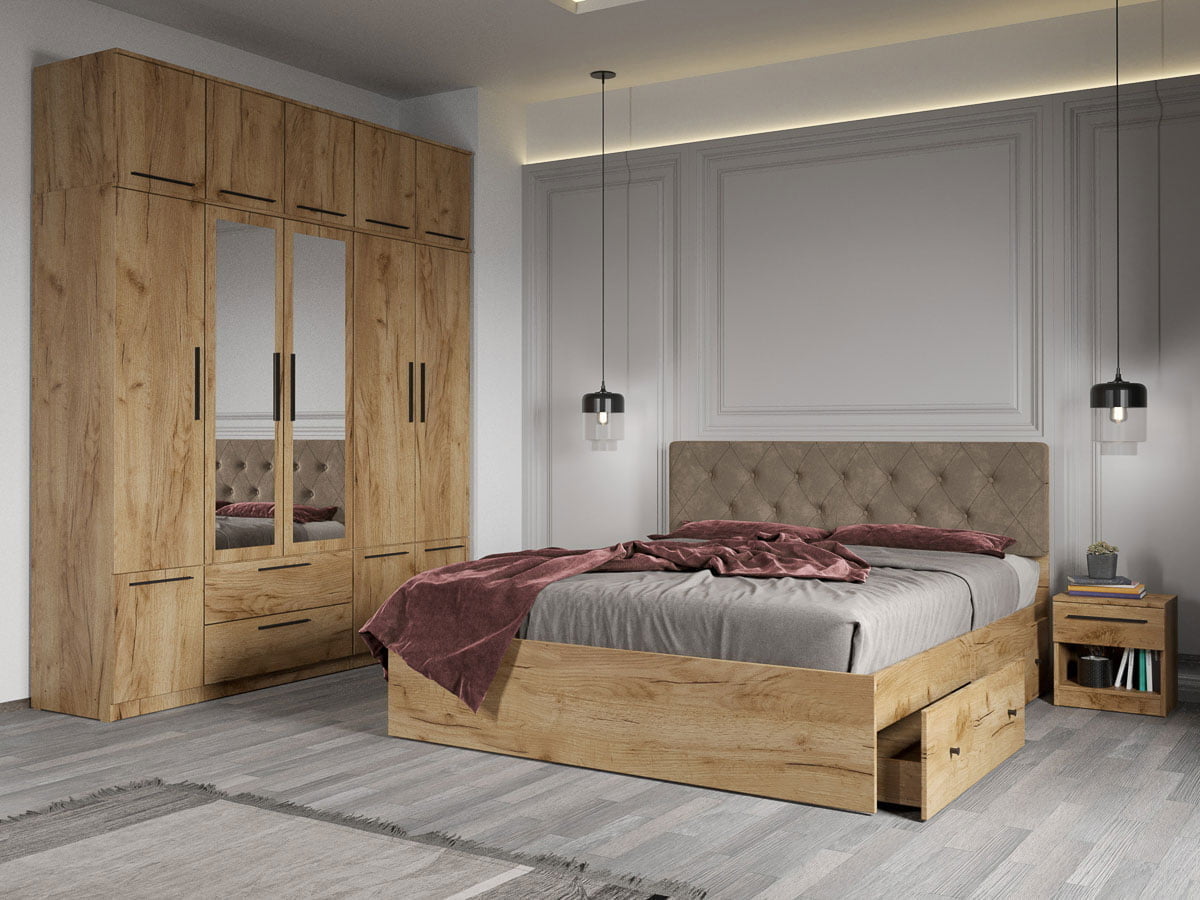 Set dormitor complet Stejar Auriu - Madrid - C23