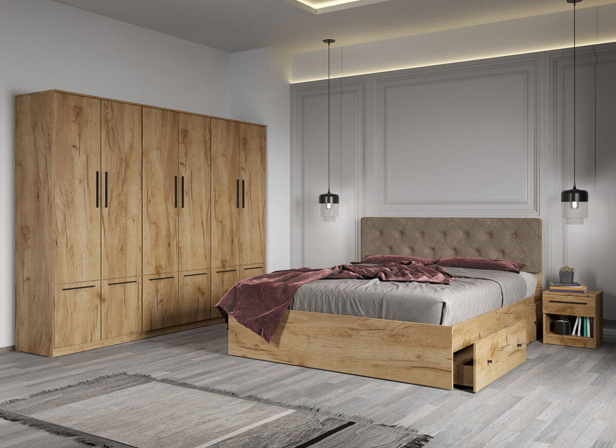 Set dormitor complet Stejar Auriu - Madrid - C25