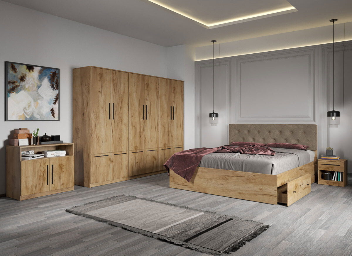 Set dormitor complet Stejar Auriu - Madrid - C26