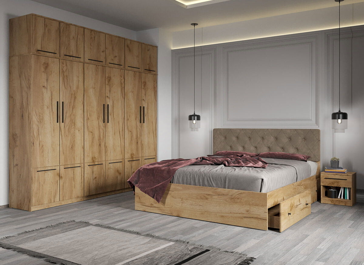 Set dormitor complet Stejar Auriu - Madrid - C29