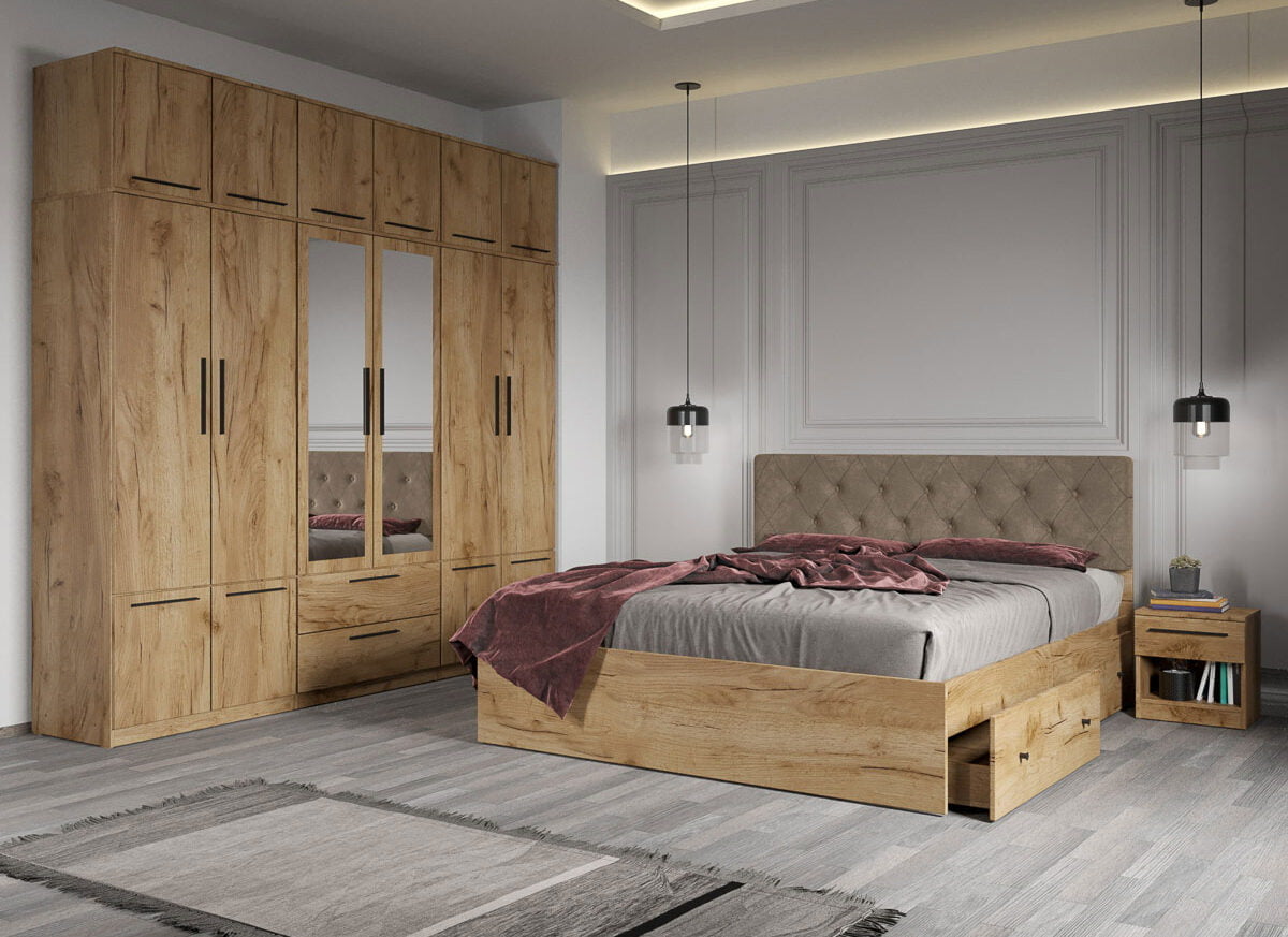 Set dormitor complet Stejar Auriu - Madrid - C31