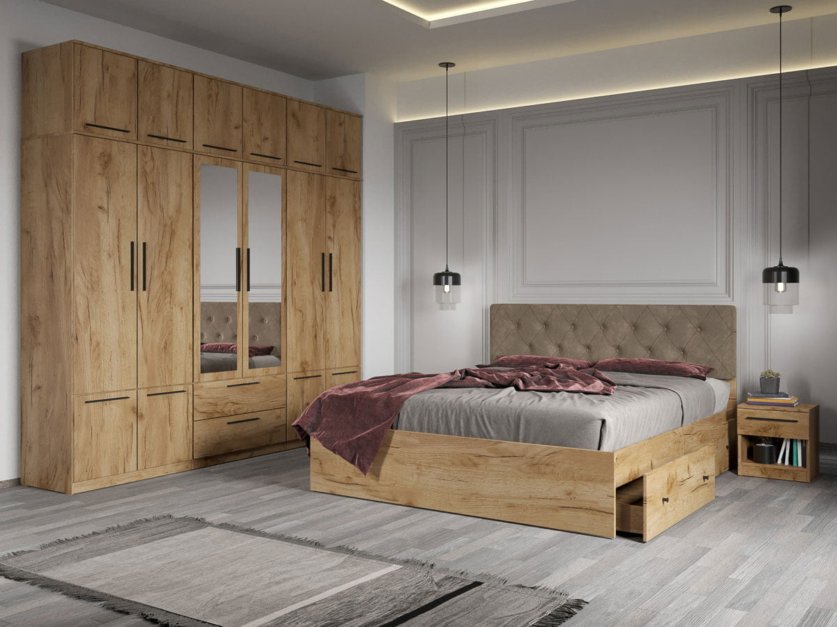 Set dormitor complet Stejar Auriu - Madrid - C31